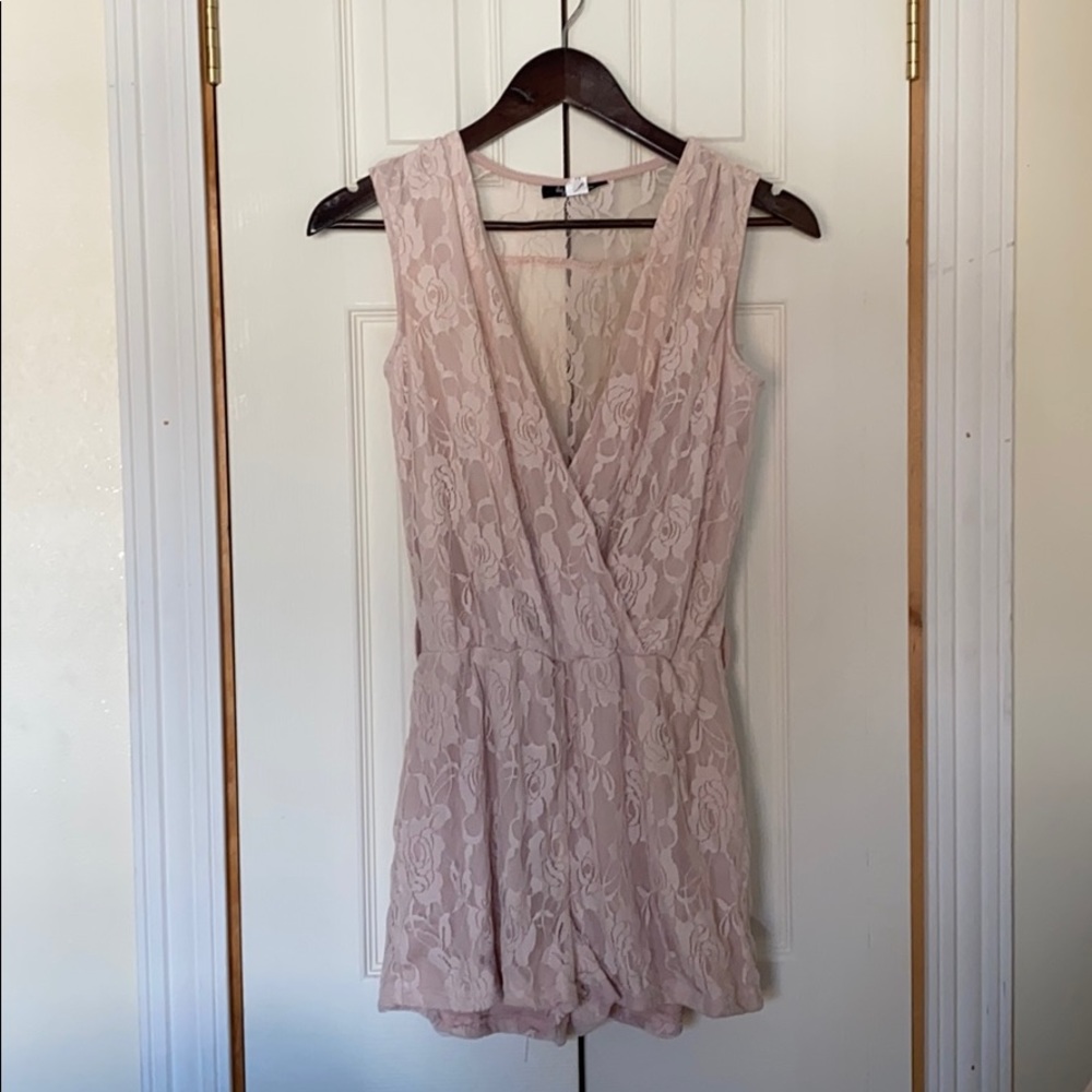Blush pink floral romper